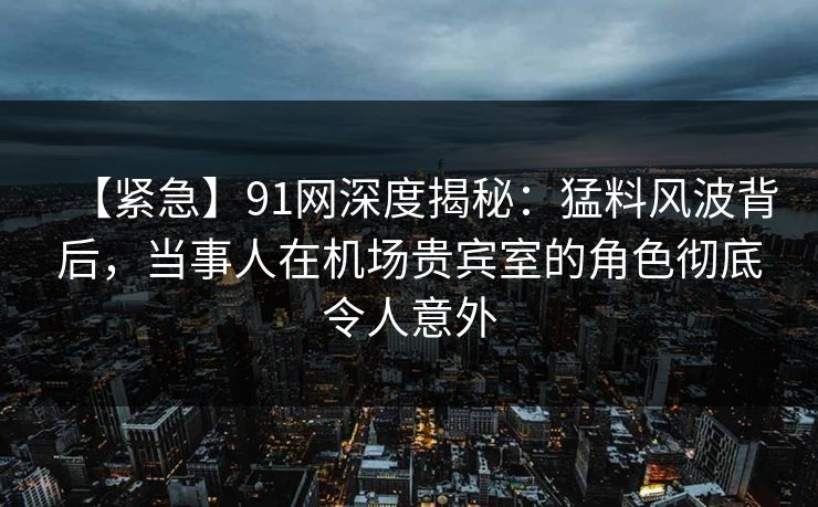 【紧急】91网深度揭秘：猛料风波背后，当事人在机场贵宾室的角色彻底令人意外