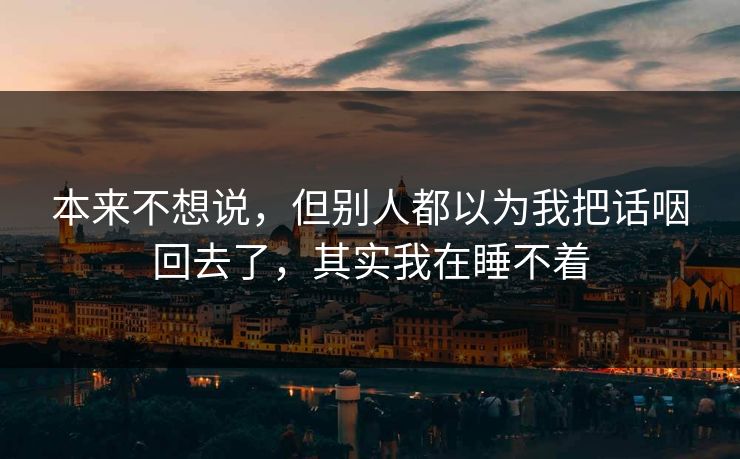 本来不想说，但别人都以为我把话咽回去了，其实我在睡不着