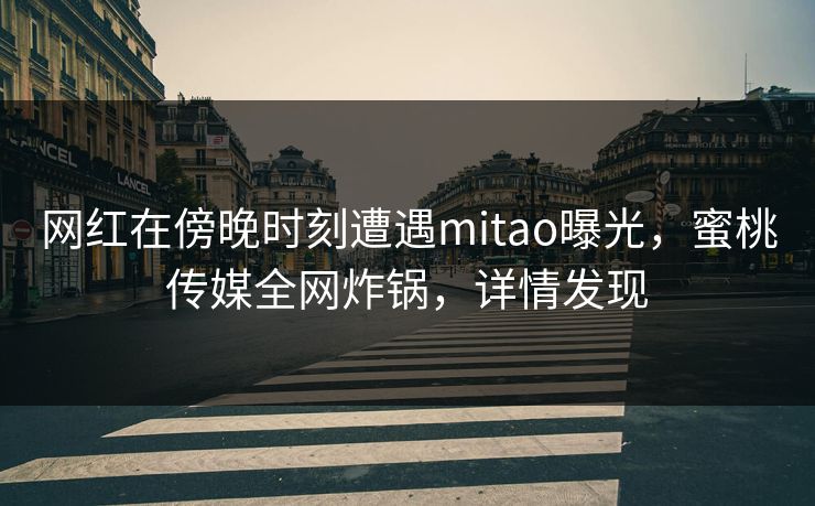 网红在傍晚时刻遭遇mitao曝光，蜜桃传媒全网炸锅，详情发现