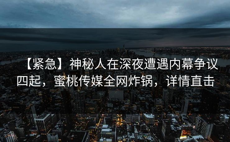 【紧急】神秘人在深夜遭遇内幕争议四起，蜜桃传媒全网炸锅，详情直击